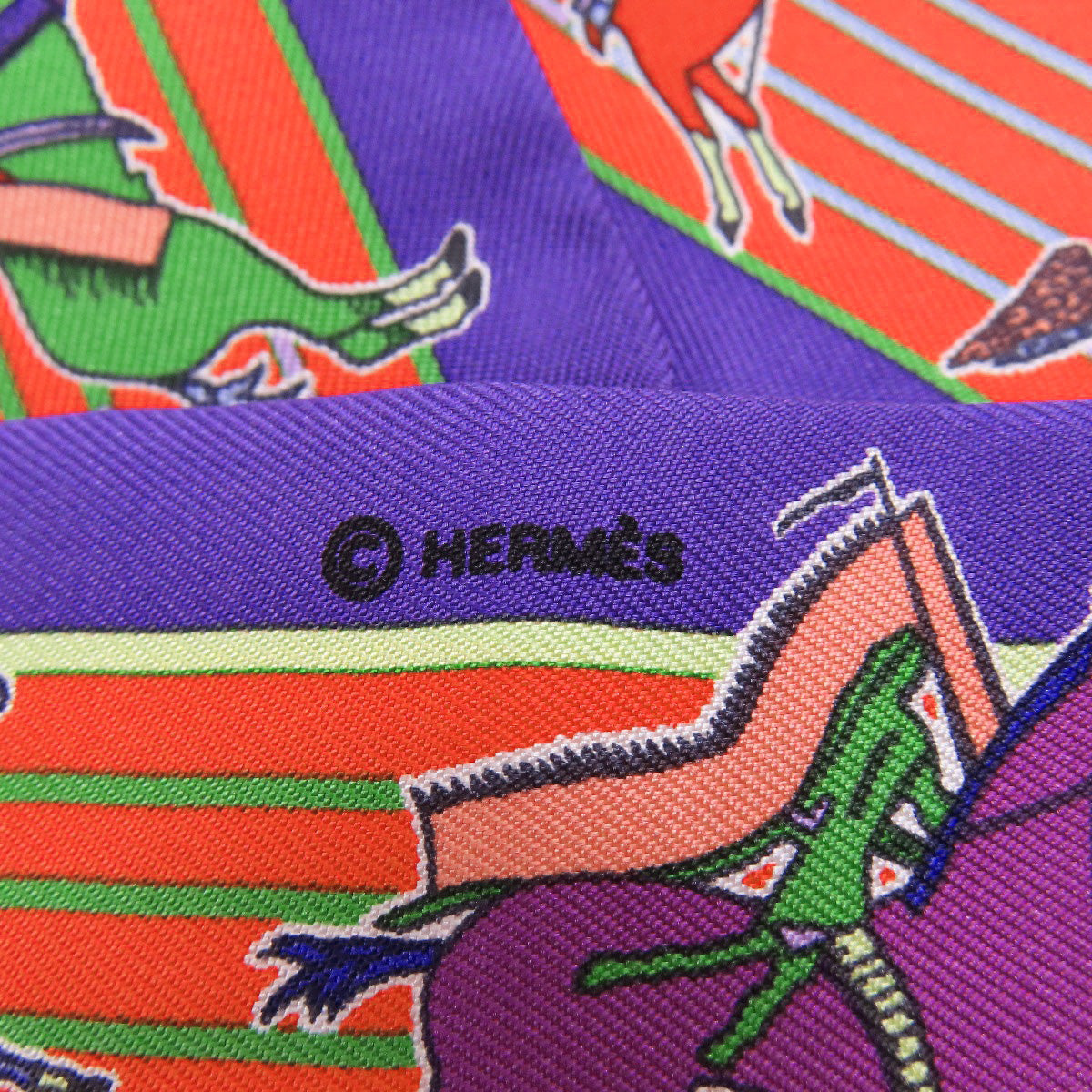 HERMES scarf silk purple Twilly Women Used