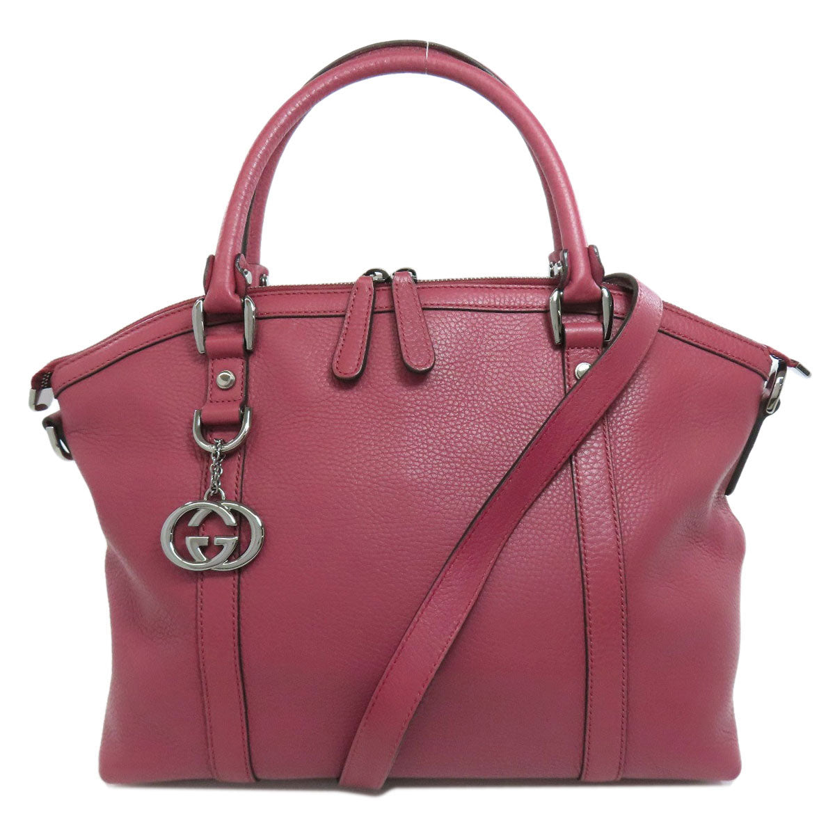 GUCCI Tote Bag 341508 leather pink Outlet 2WAY Women Used