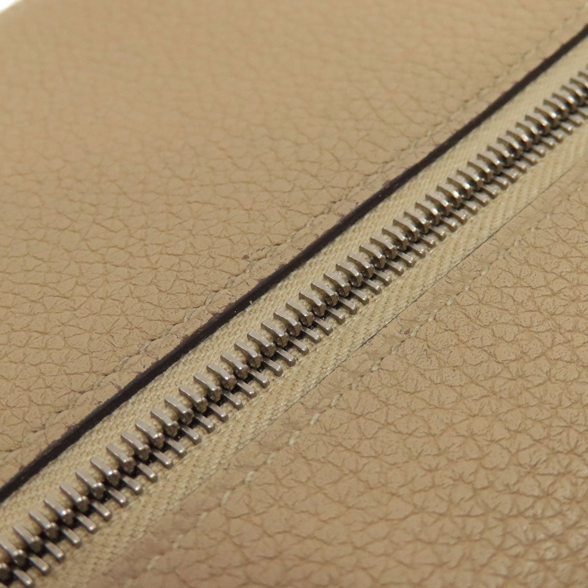 HERMES Long Wallet Purse Taurillon Clemence beige Dogon Long SilverMetal