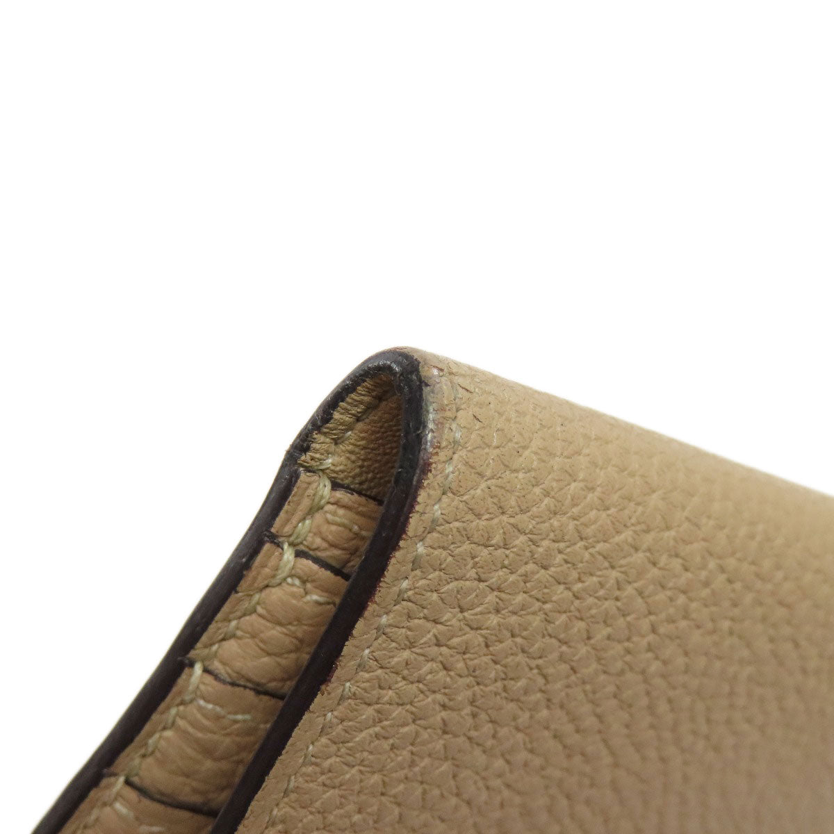 HERMES Long Wallet Purse Taurillon Clemence beige Dogon Long SilverMetal