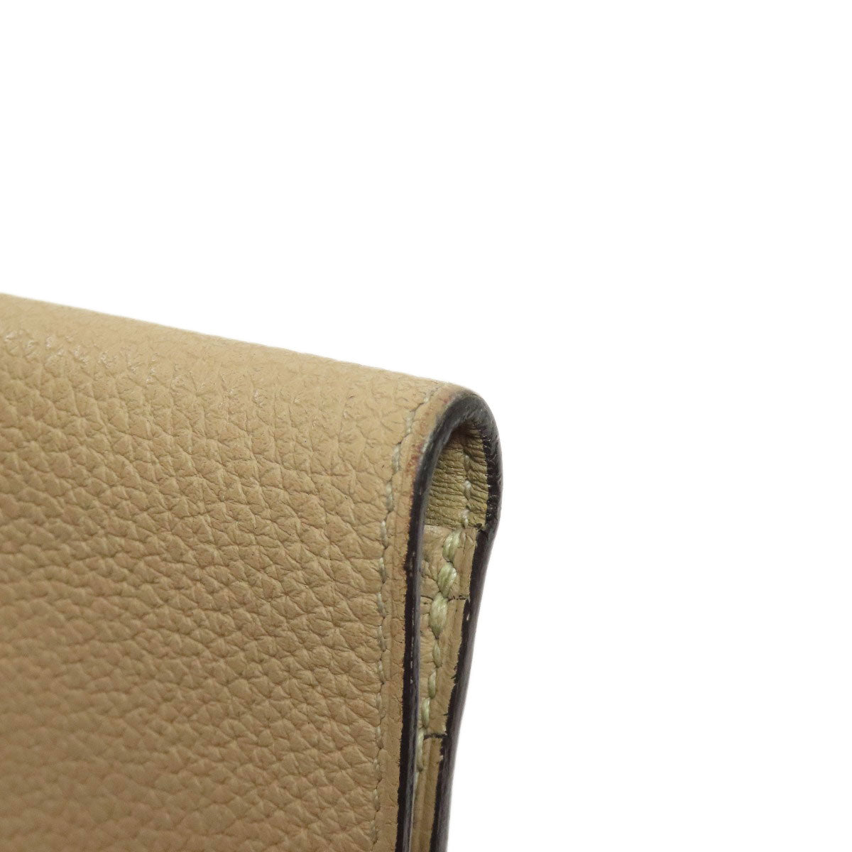 HERMES Long Wallet Purse Taurillon Clemence beige Dogon Long SilverMetal