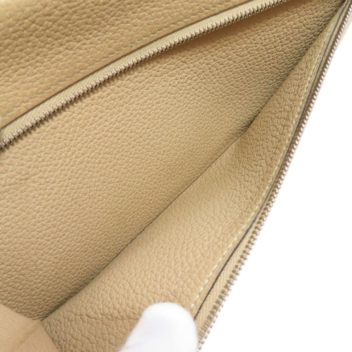 HERMES Long Wallet Purse Taurillon Clemence beige Dogon Long SilverMetal