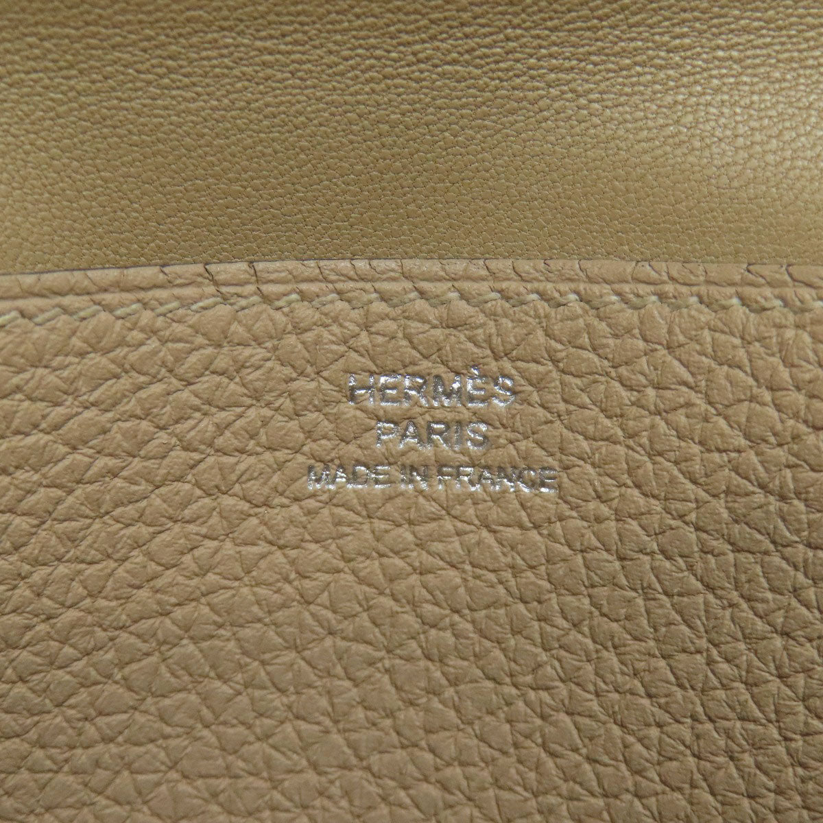 HERMES Long Wallet Purse Taurillon Clemence beige Dogon Long SilverMetal