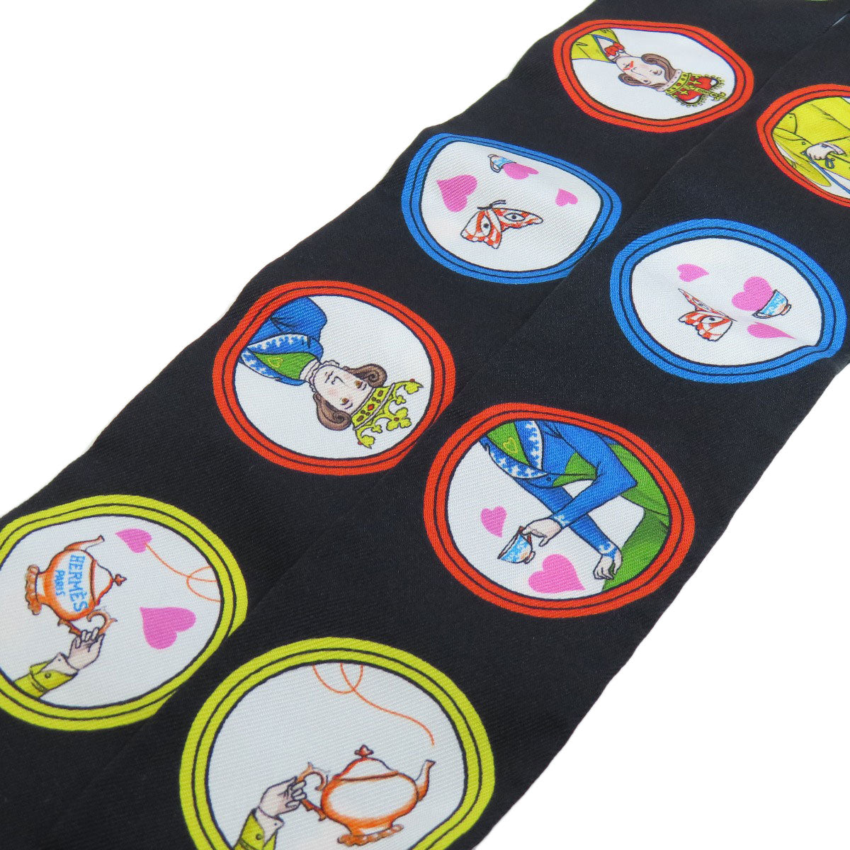 HERMES scarf silk black Twilly Women Used