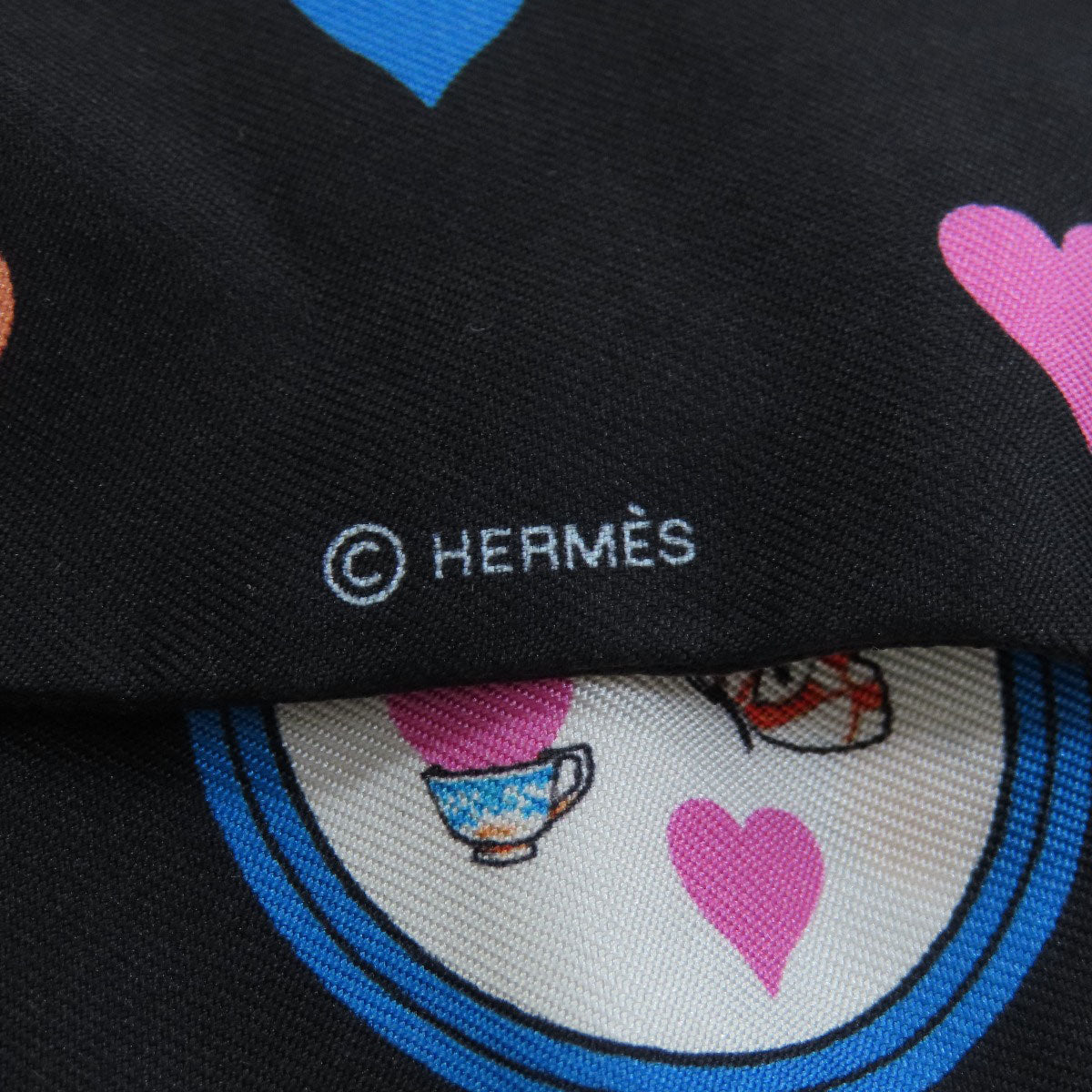 HERMES scarf silk black Twilly Women Used