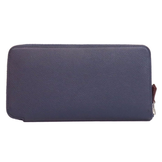 HERMES Long Wallet Purse Epsom Navy Azap Silk In Long Blue Indigo
