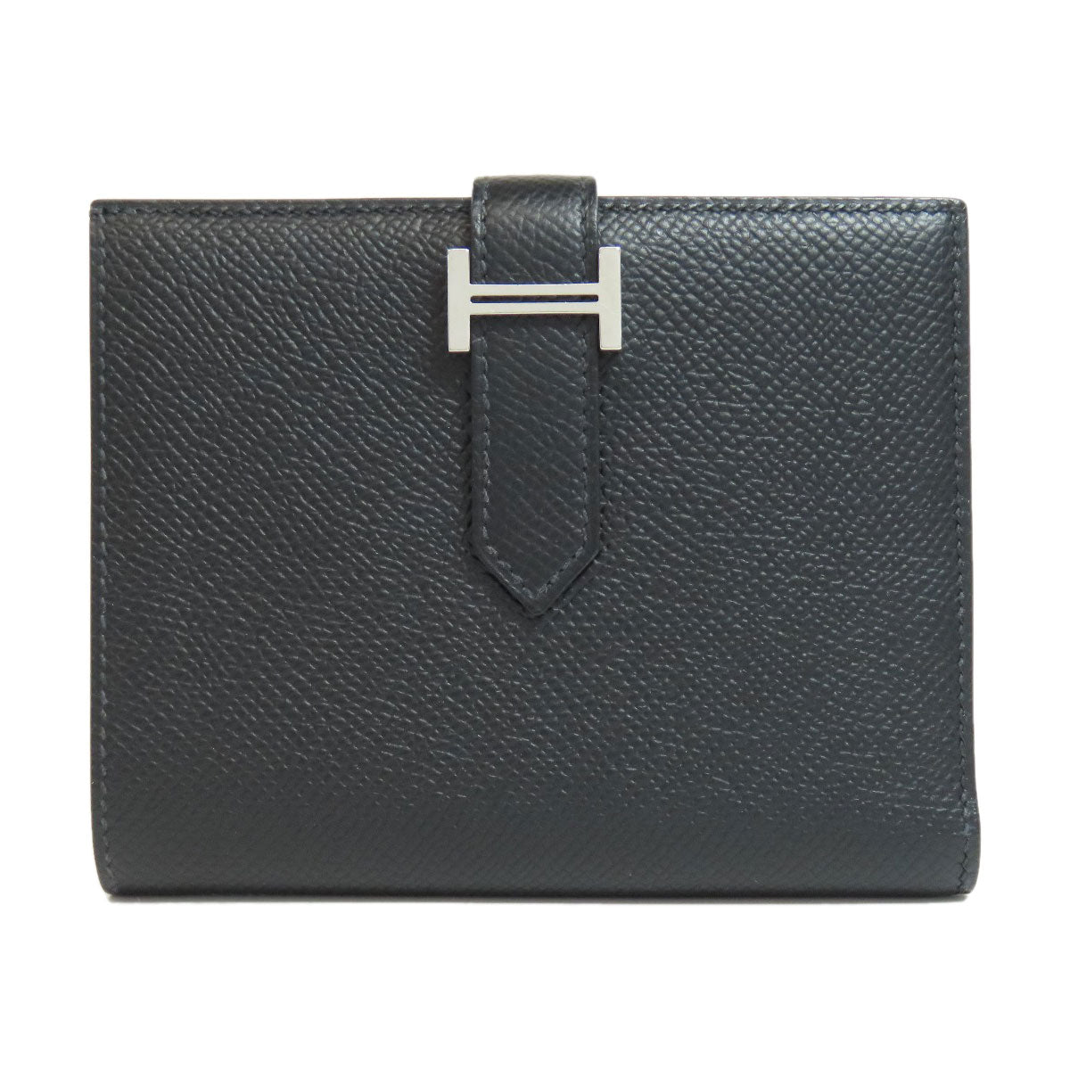 HERMES Bifold Wallet Epsom black Bearn Compact SilverMetal