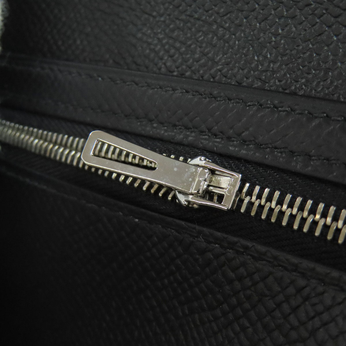 HERMES Bifold Wallet Epsom black Bearn Compact SilverMetal