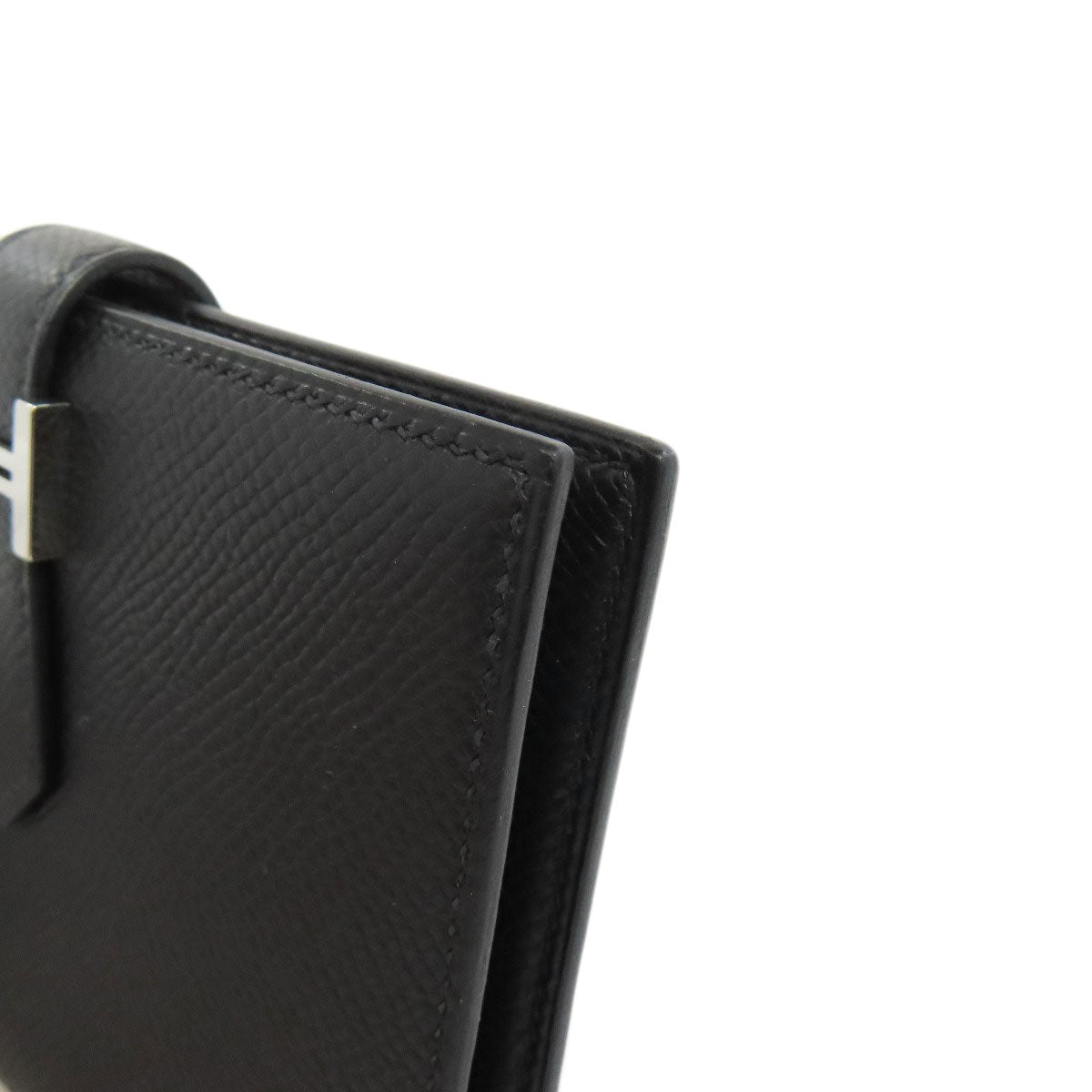 HERMES Bifold Wallet Epsom black Bearn Compact SilverMetal