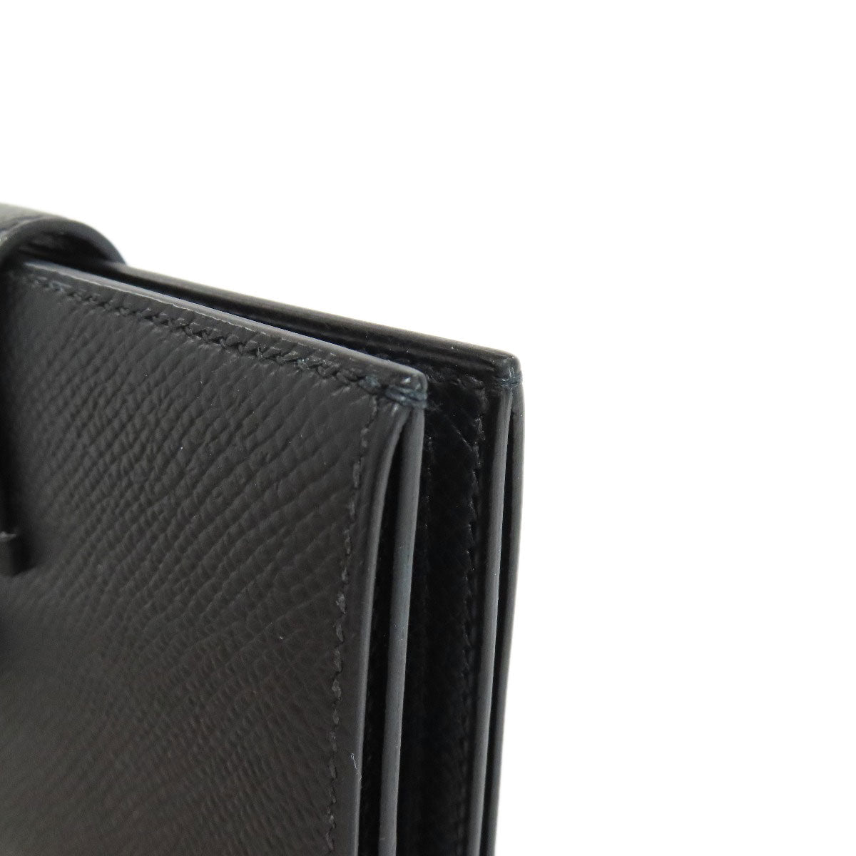 HERMES Bifold Wallet Epsom black Bearn Compact SilverMetal