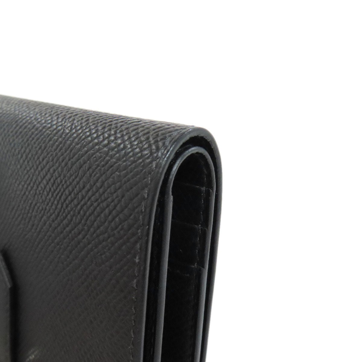 HERMES Bifold Wallet Epsom black Bearn Compact SilverMetal