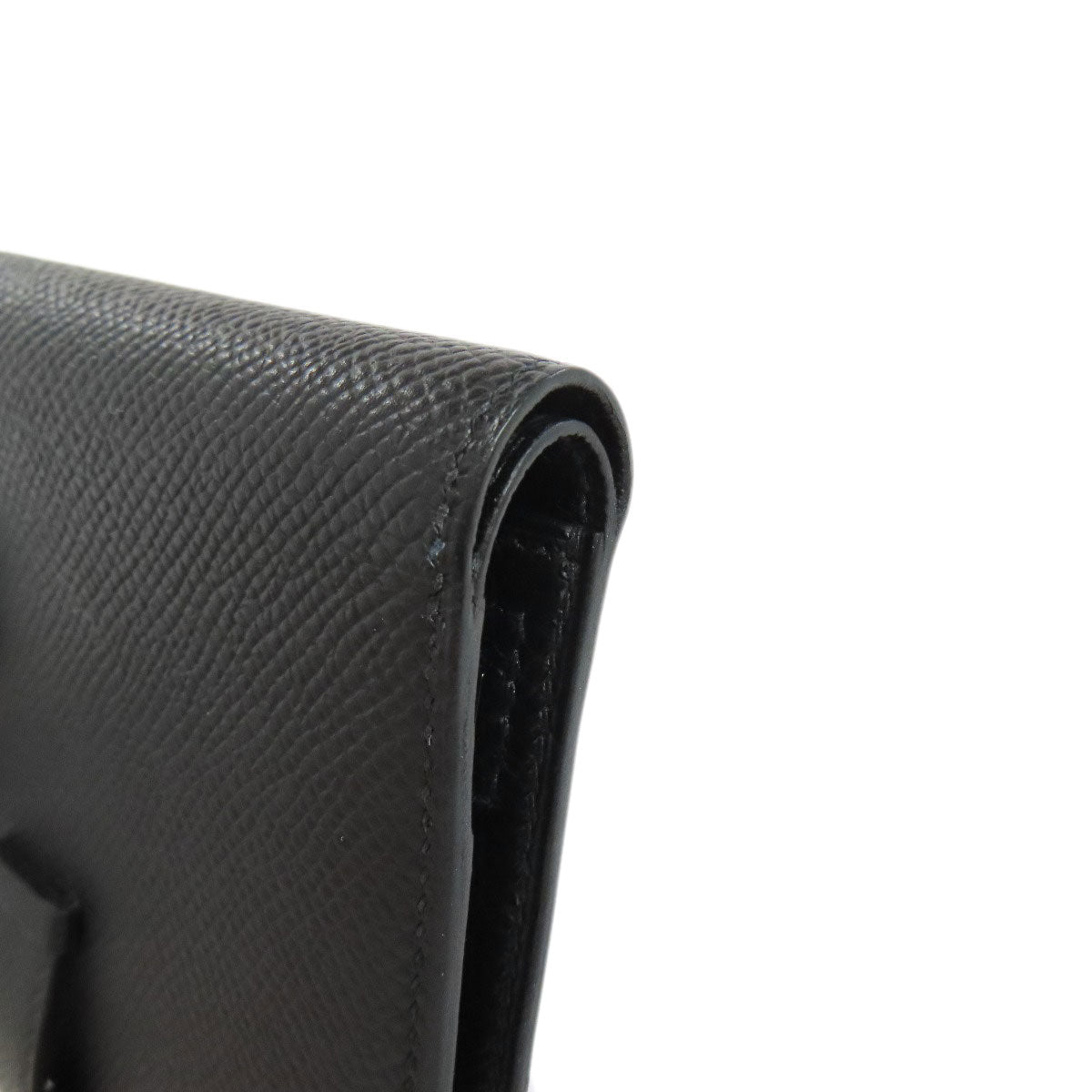 HERMES Bifold Wallet Epsom black Bearn Compact SilverMetal