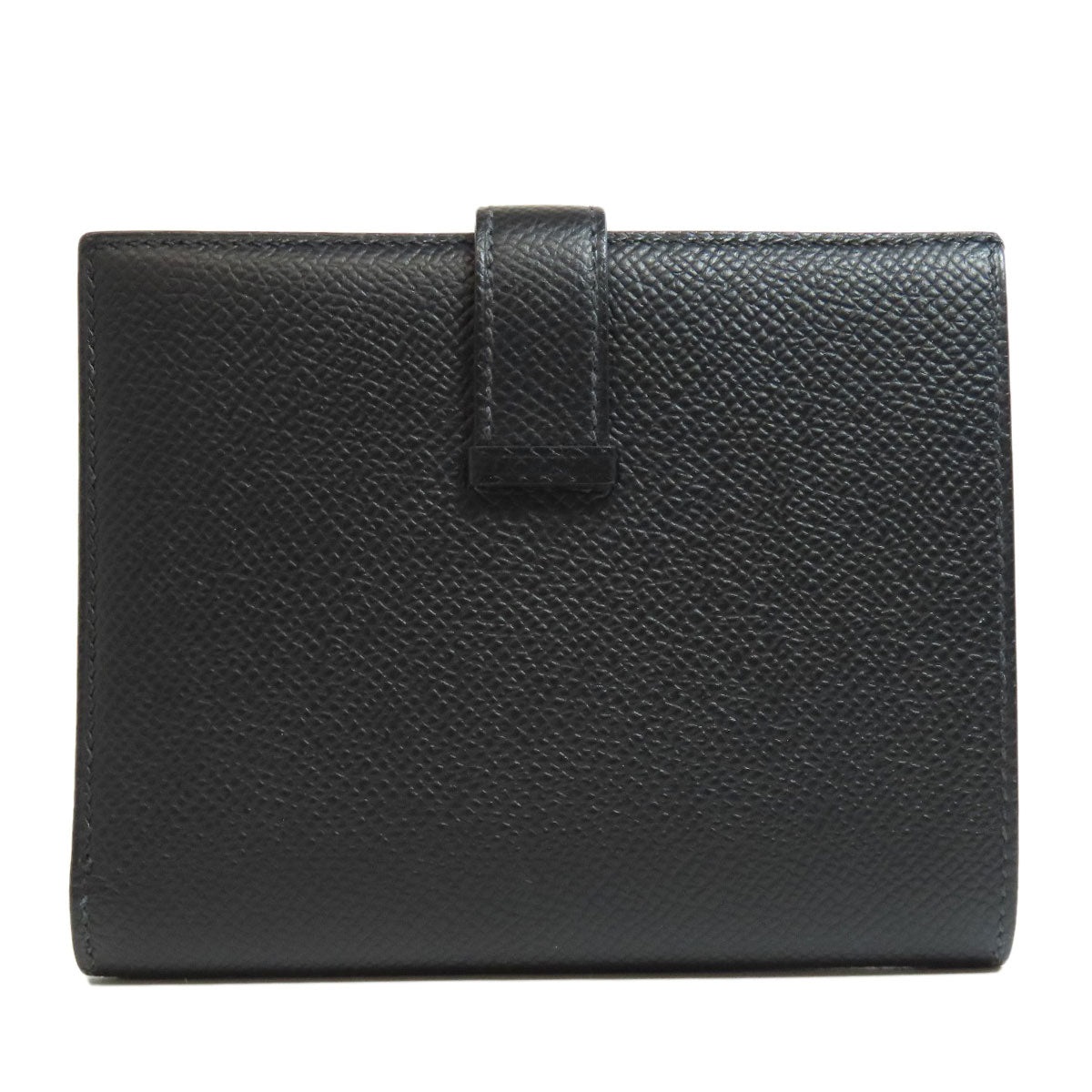 HERMES Bifold Wallet Epsom black Bearn Compact SilverMetal