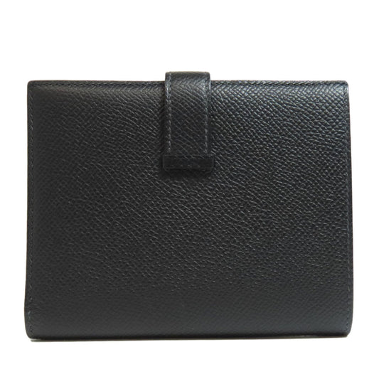 HERMES Bifold Wallet Epsom black Bearn Compact SilverMetal