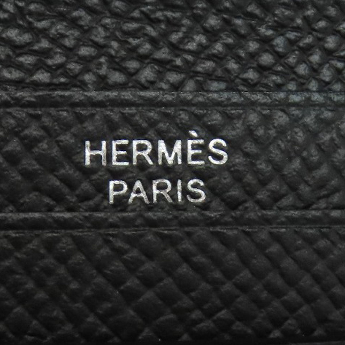 HERMES Bifold Wallet Epsom black Bearn Compact SilverMetal