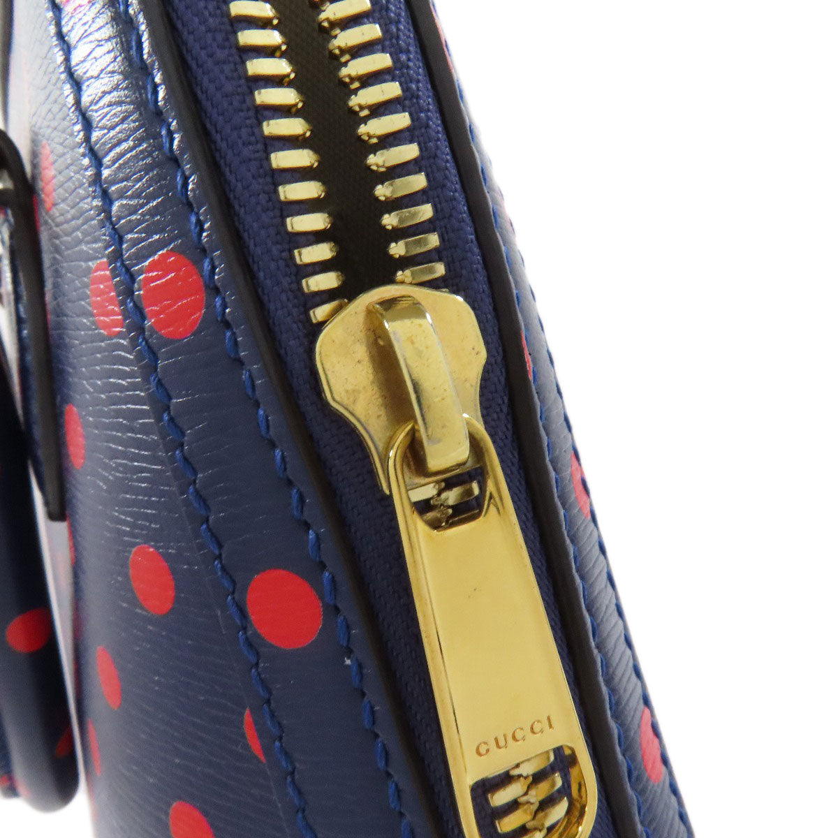 GUCCI Handbag 620850 leather Navy Horsebit Dot Pattern 2WAY Women Used