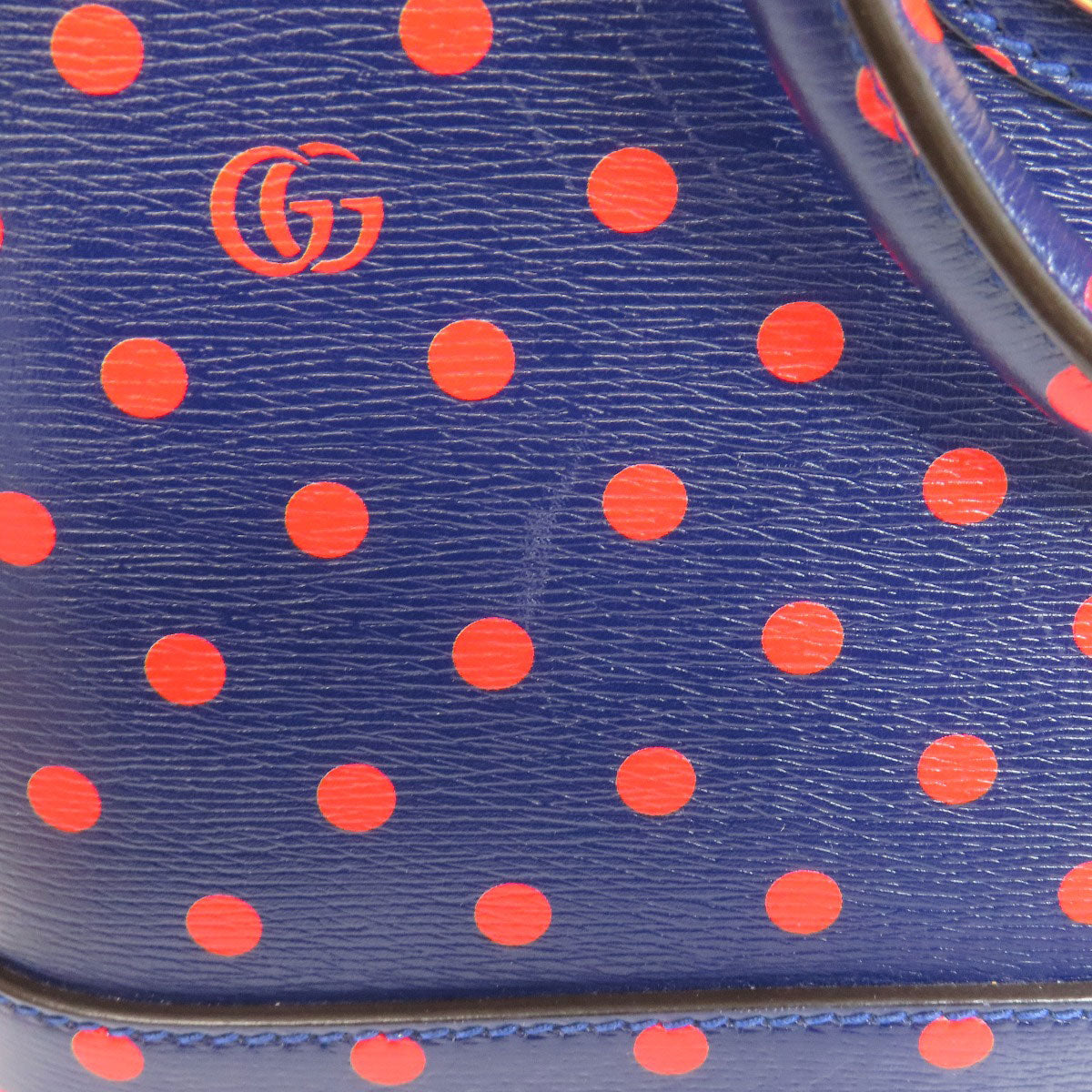 GUCCI Handbag 620850 leather Navy Horsebit Dot Pattern 2WAY Women Used