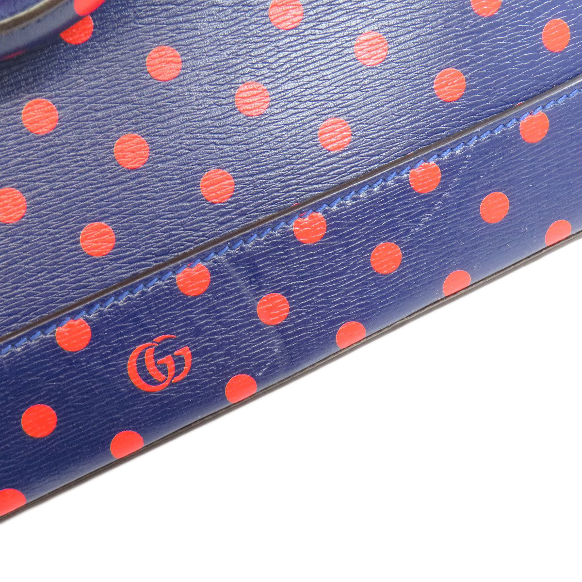 GUCCI Handbag 620850 leather Navy Horsebit Dot Pattern 2WAY Women Used