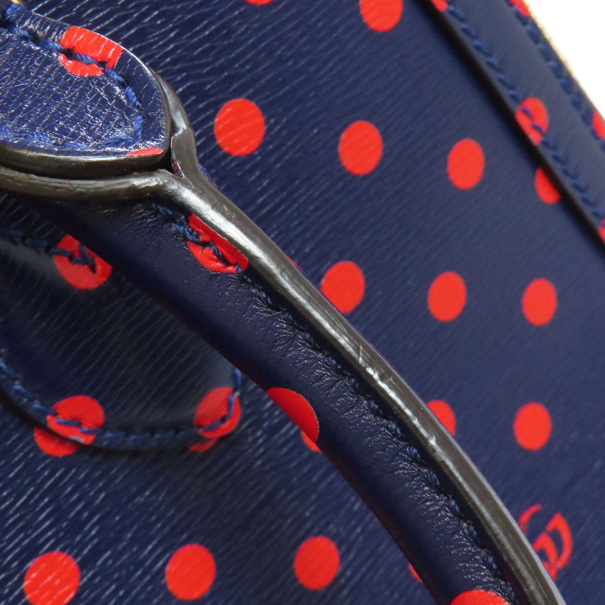 GUCCI Handbag 620850 leather Navy Horsebit Dot Pattern 2WAY Women Used