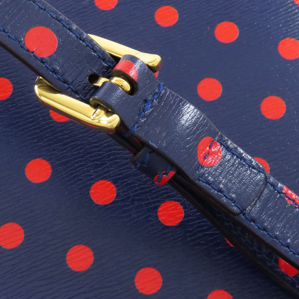 GUCCI Handbag 620850 leather Navy Horsebit Dot Pattern 2WAY Women Used