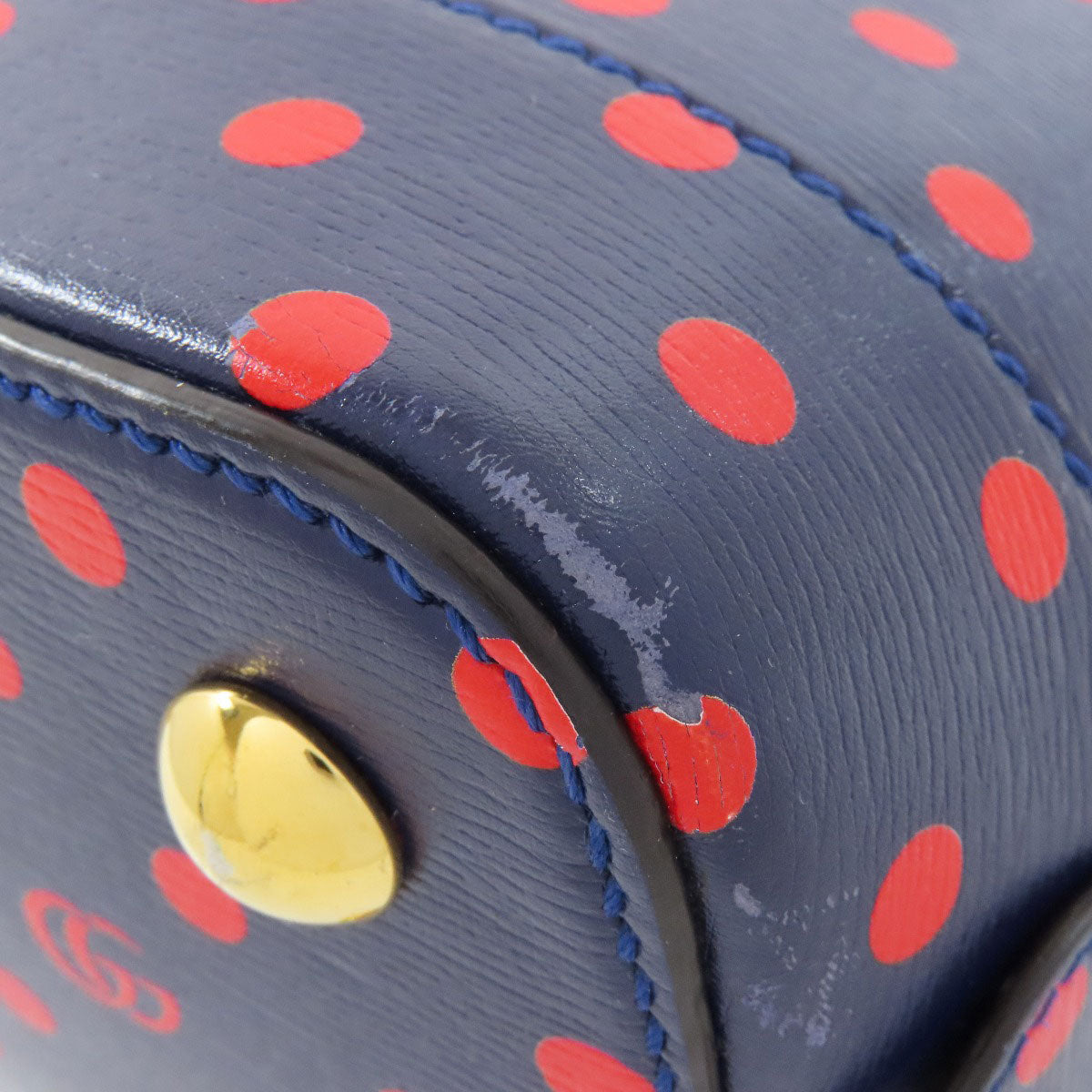 GUCCI Handbag 620850 leather Navy Horsebit Dot Pattern 2WAY Women Used