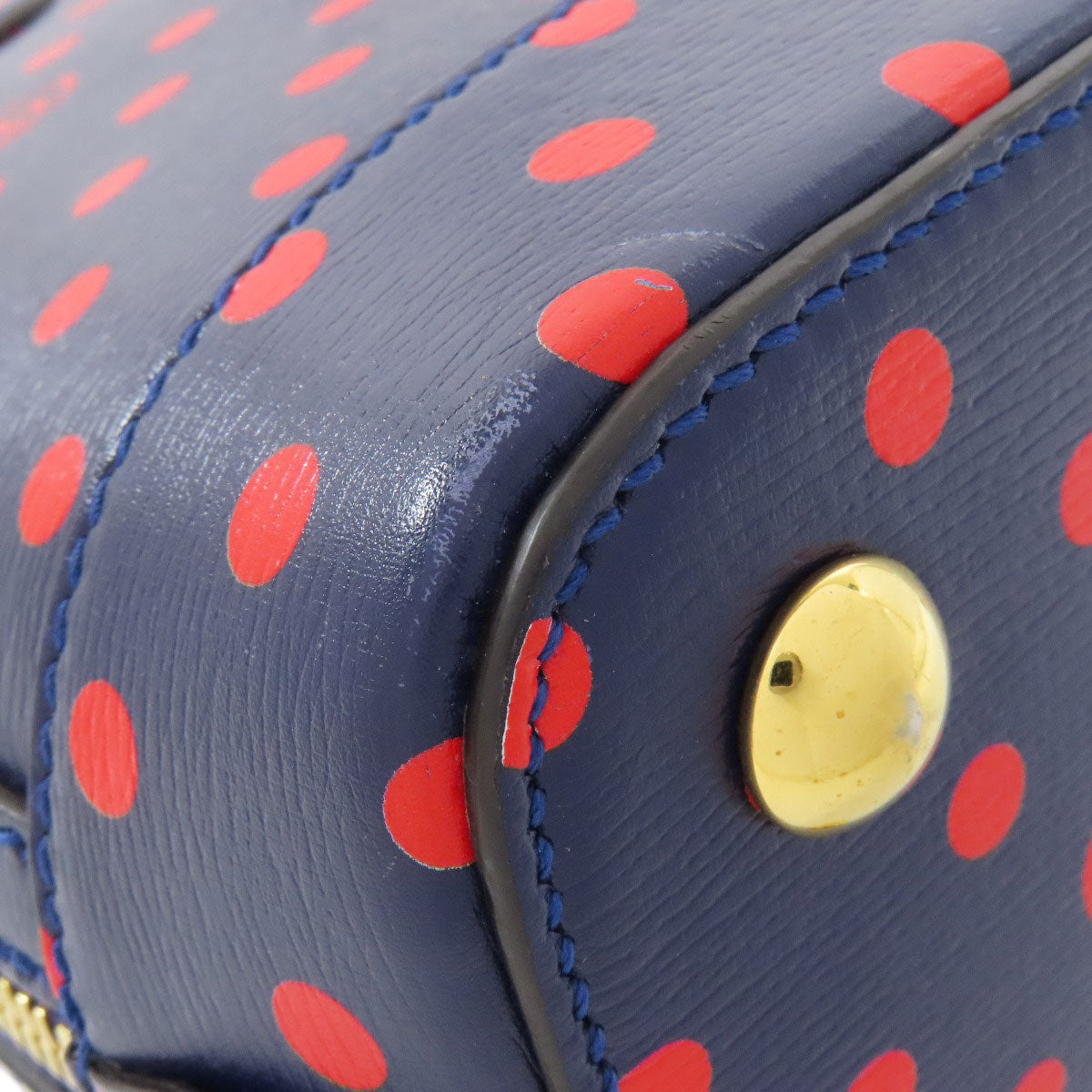 GUCCI Handbag 620850 leather Navy Horsebit Dot Pattern 2WAY Women Used