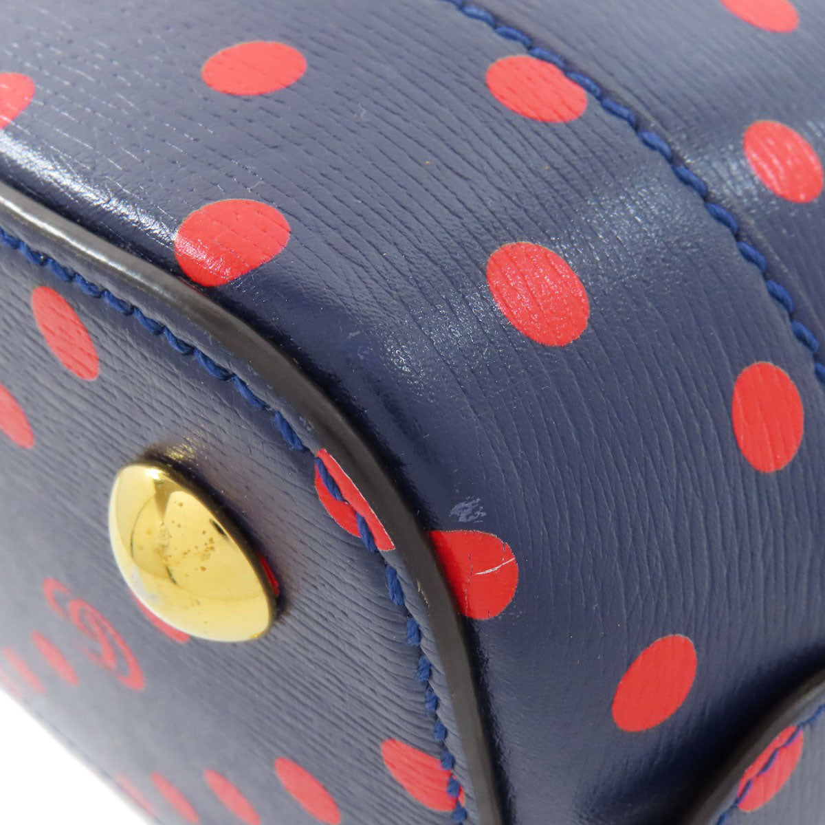 GUCCI Handbag 620850 leather Navy Horsebit Dot Pattern 2WAY Women Used