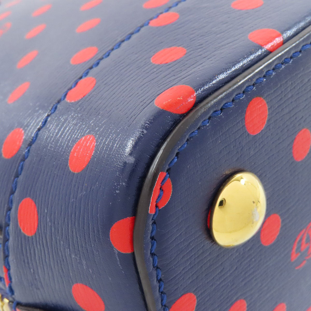GUCCI Handbag 620850 leather Navy Horsebit Dot Pattern 2WAY Women Used