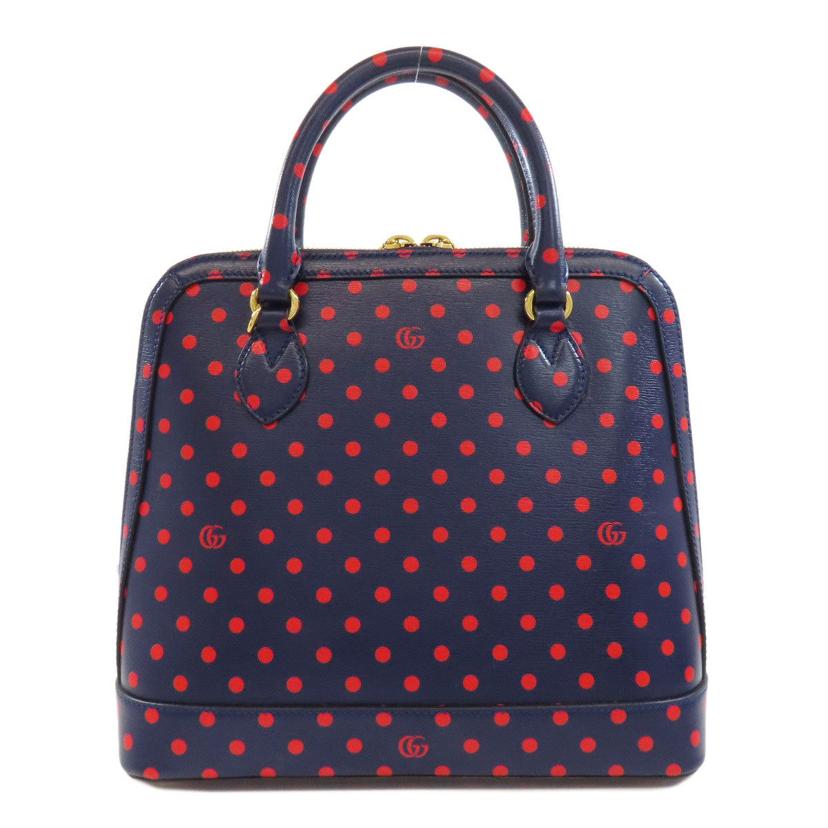 GUCCI Handbag 620850 leather Navy Horsebit Dot Pattern 2WAY Women Used