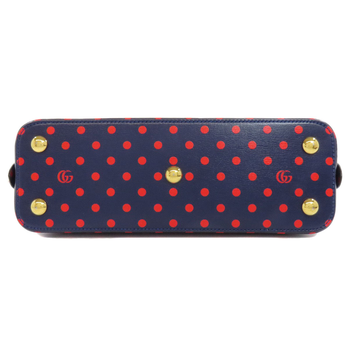 GUCCI Handbag 620850 leather Navy Horsebit Dot Pattern 2WAY Women Used