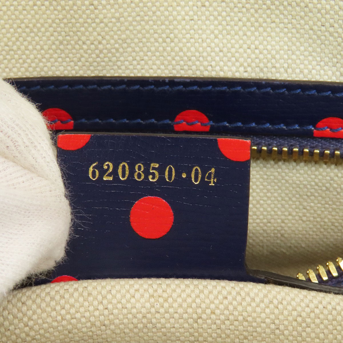 GUCCI Handbag 620850 leather Navy Horsebit Dot Pattern 2WAY Women Used
