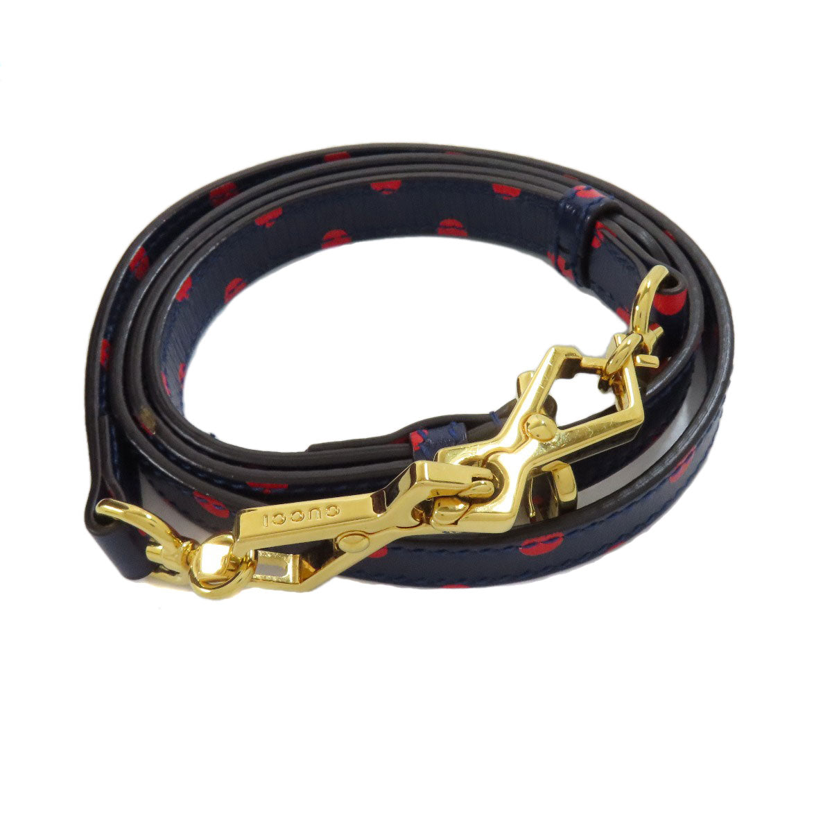 GUCCI Handbag 620850 leather Navy Horsebit Dot Pattern 2WAY Women Used
