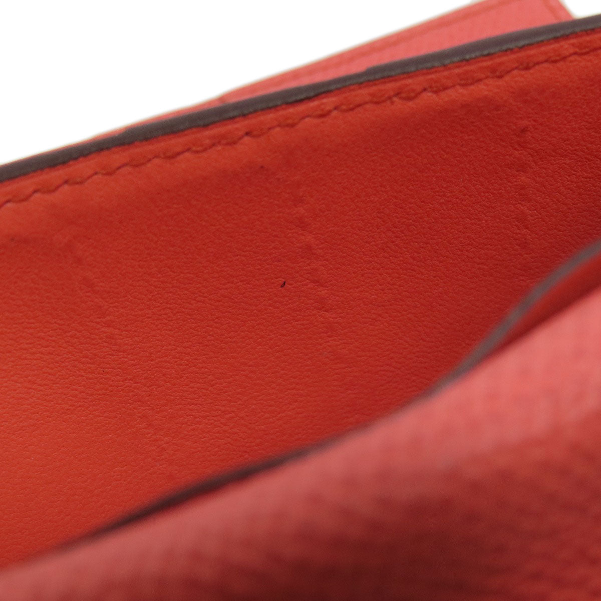 HERMES Long Wallet Purse Epsom Red Bearn 2PLIS SilverMetal