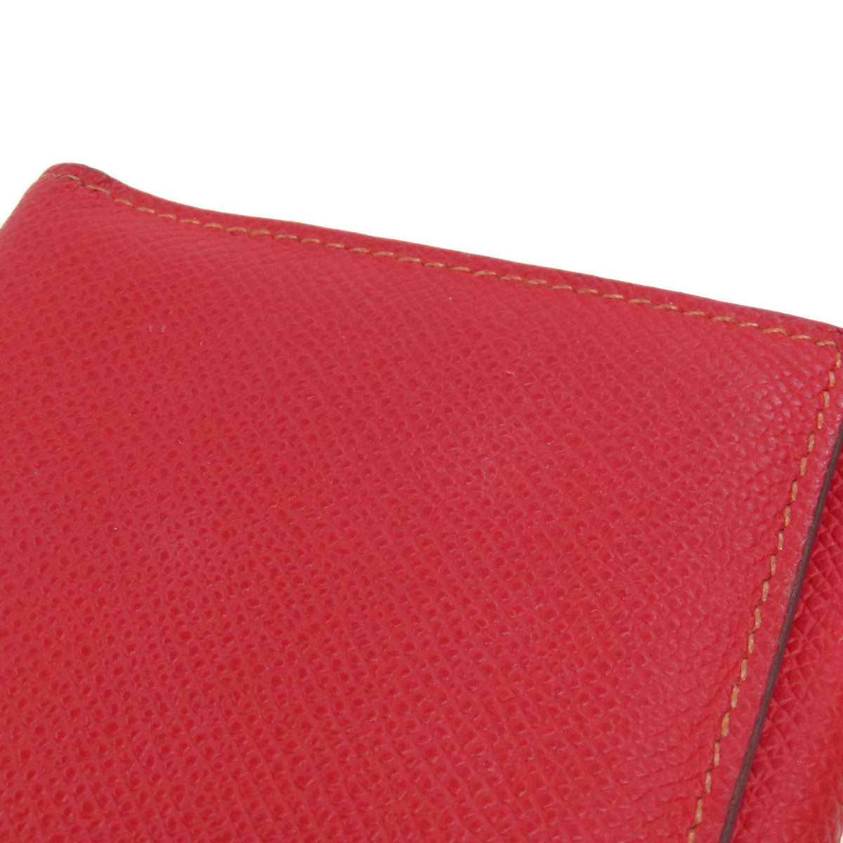 HERMES Long Wallet Purse Epsom Red Bearn 2PLIS SilverMetal