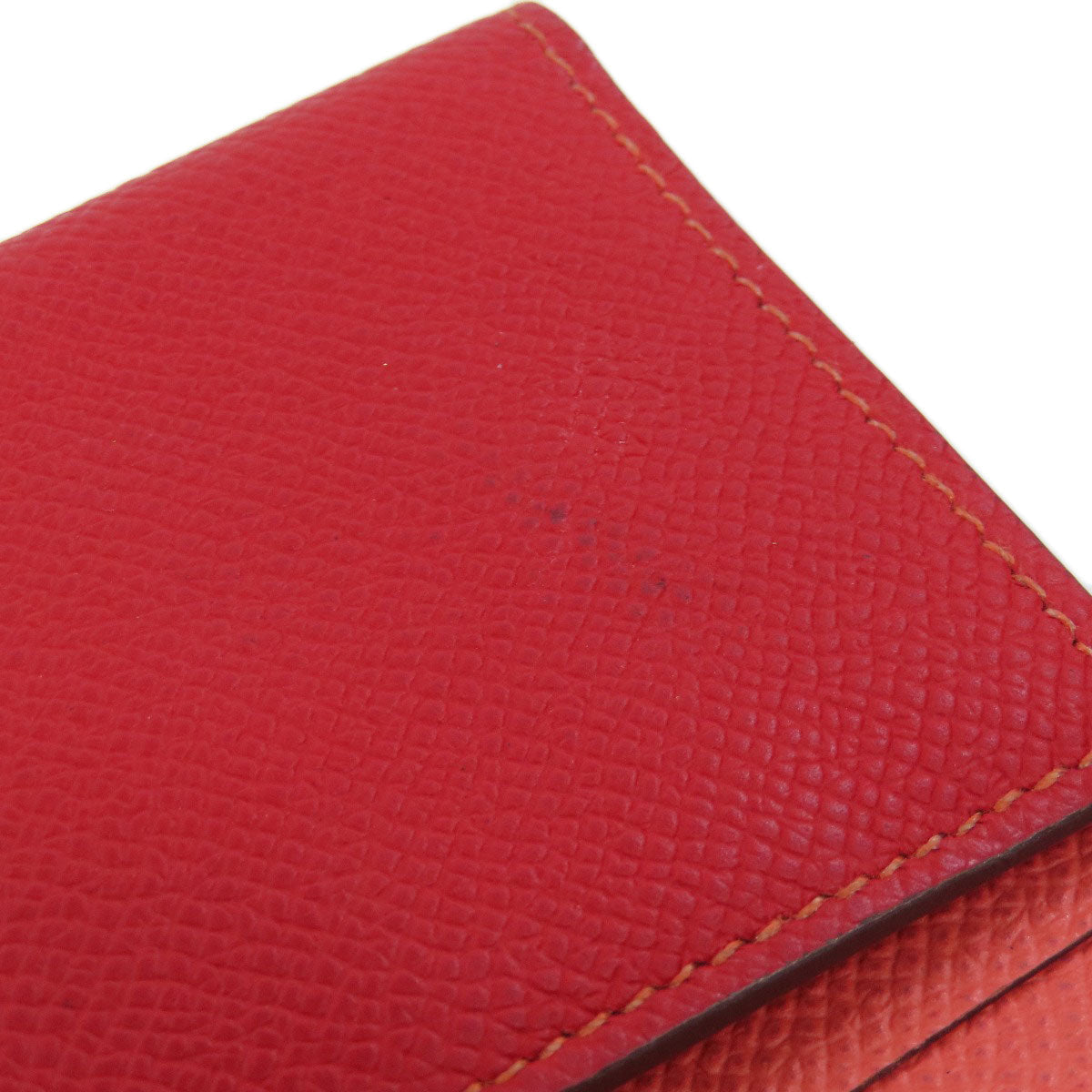 HERMES Long Wallet Purse Epsom Red Bearn 2PLIS SilverMetal
