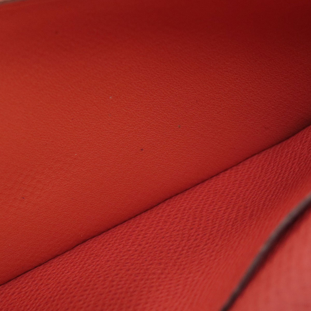 HERMES Long Wallet Purse Epsom Red Bearn 2PLIS SilverMetal