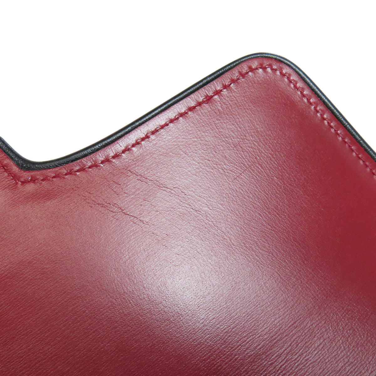 GUCCI Shoulder Bag 550129 Calfskin Red Ally GG Marmont Women Used