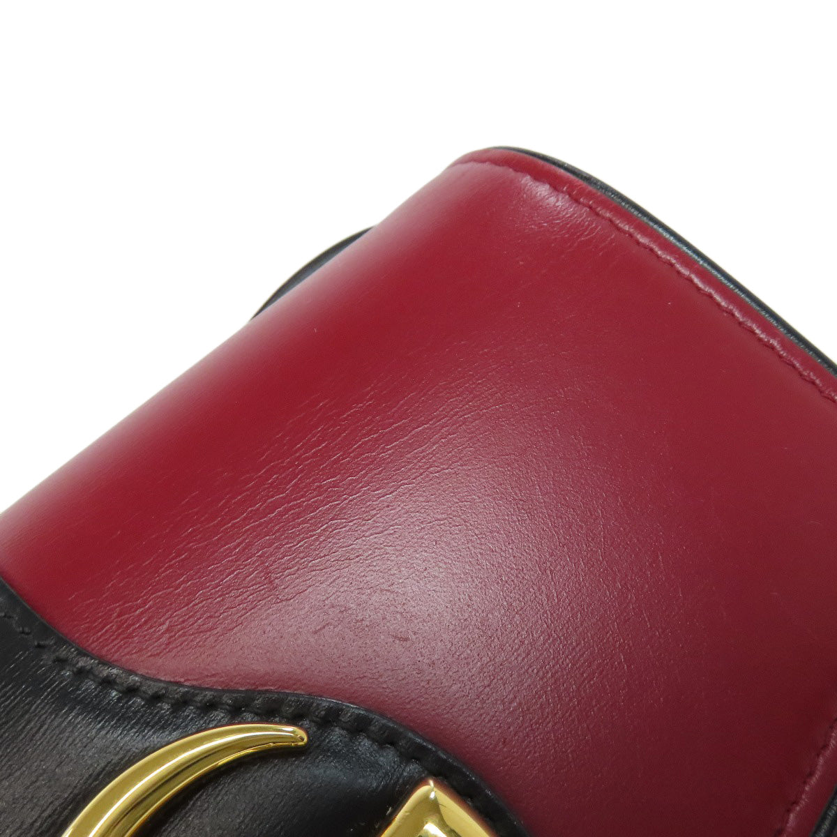 GUCCI Shoulder Bag 550129 Calfskin Red Ally GG Marmont Women Used