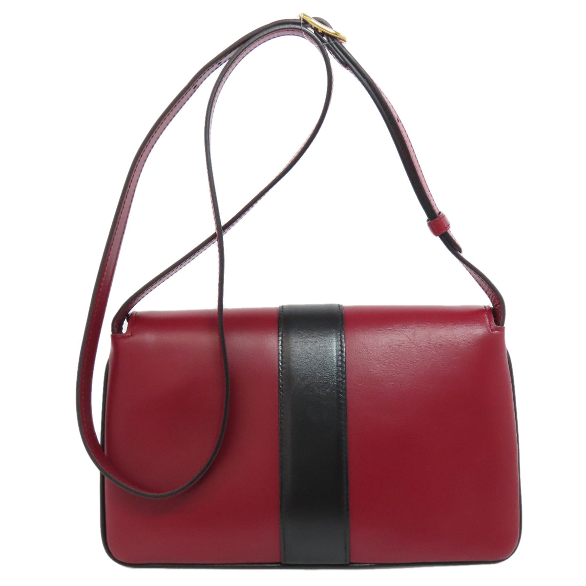 GUCCI Shoulder Bag 550129 Calfskin Red Ally GG Marmont Women Used