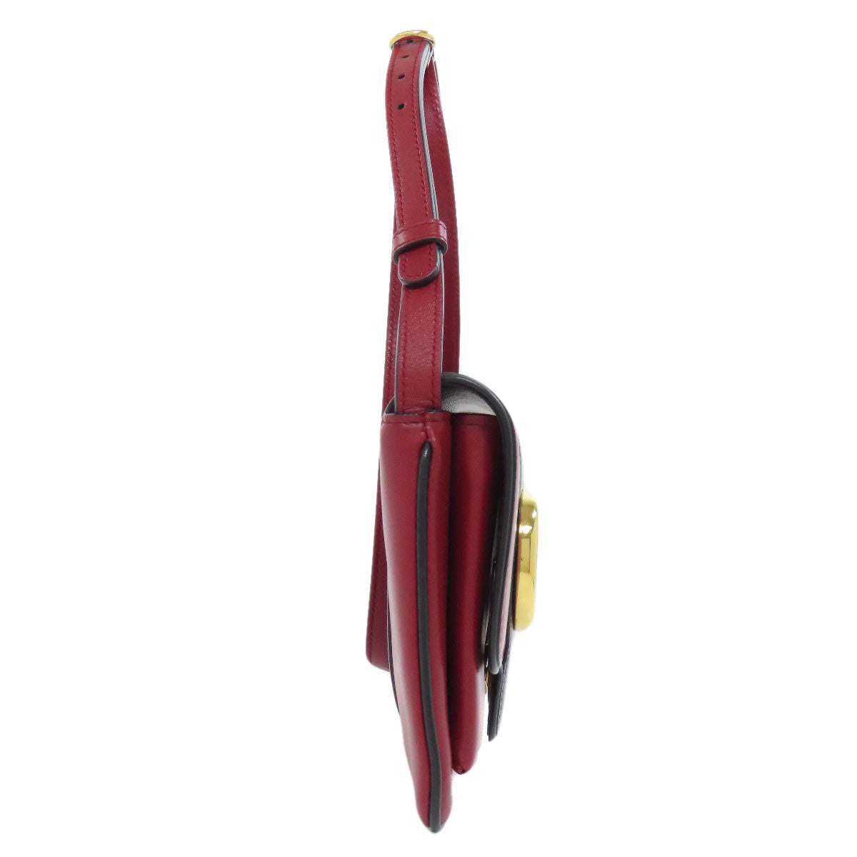 GUCCI Shoulder Bag 550129 Calfskin Red Ally GG Marmont Women Used
