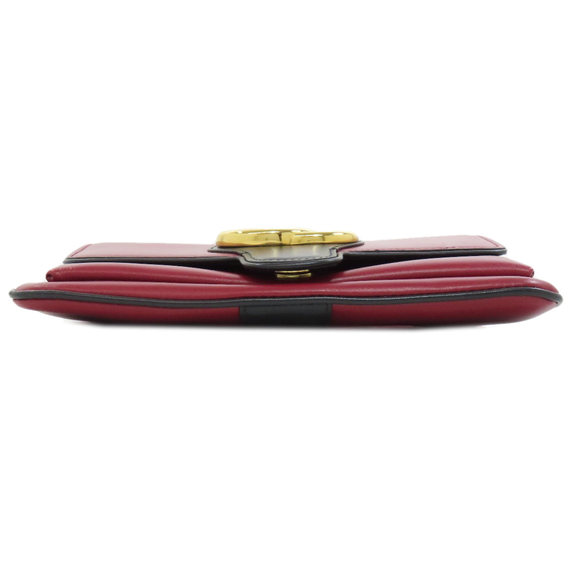GUCCI Shoulder Bag 550129 Calfskin Red Ally GG Marmont Women Used