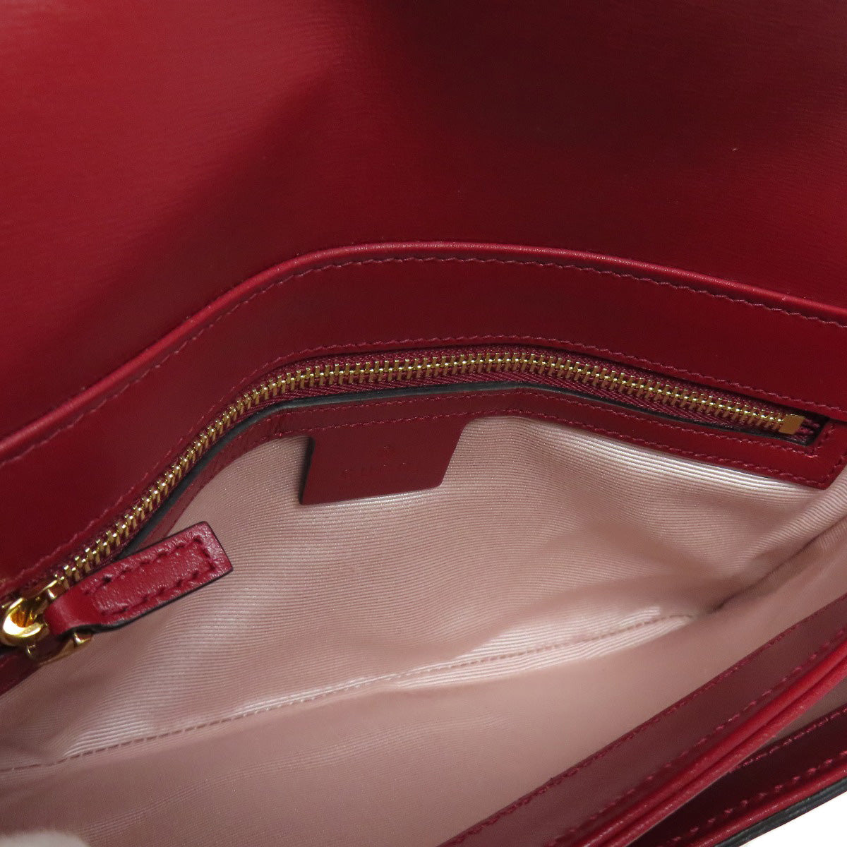 GUCCI Shoulder Bag 550129 Calfskin Red Ally GG Marmont Women Used
