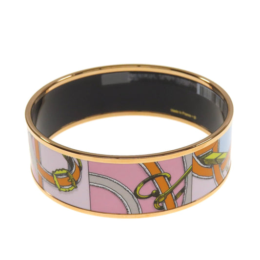 HERMES bracelet metallic pink Emaille GM bangle Women Used