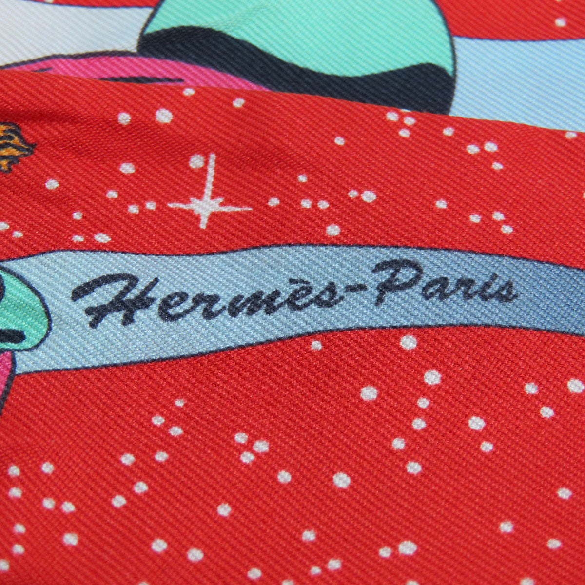 HERMES scarf silk Red Twilly Women Used
