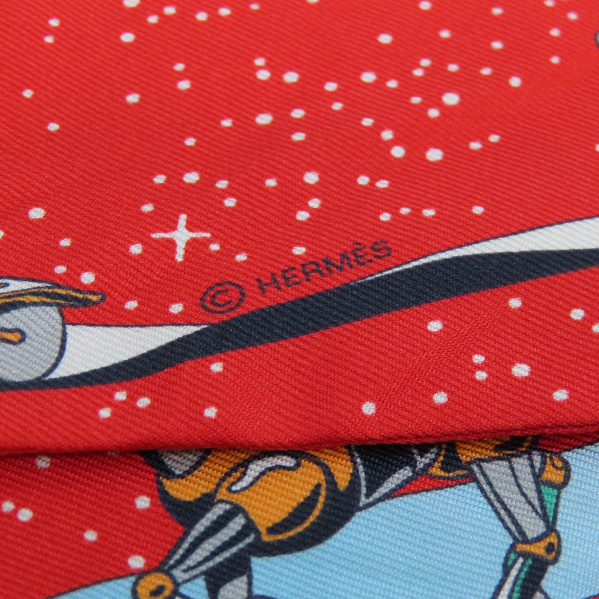 HERMES scarf silk Red Twilly Women Used