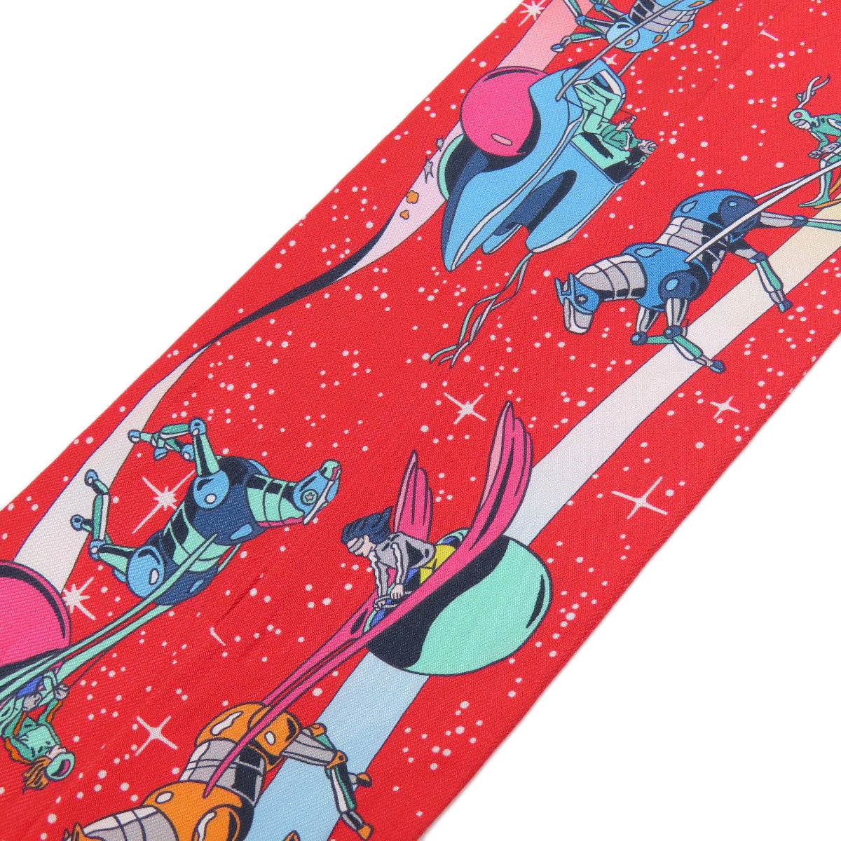 HERMES scarf silk Red Twilly Women Used