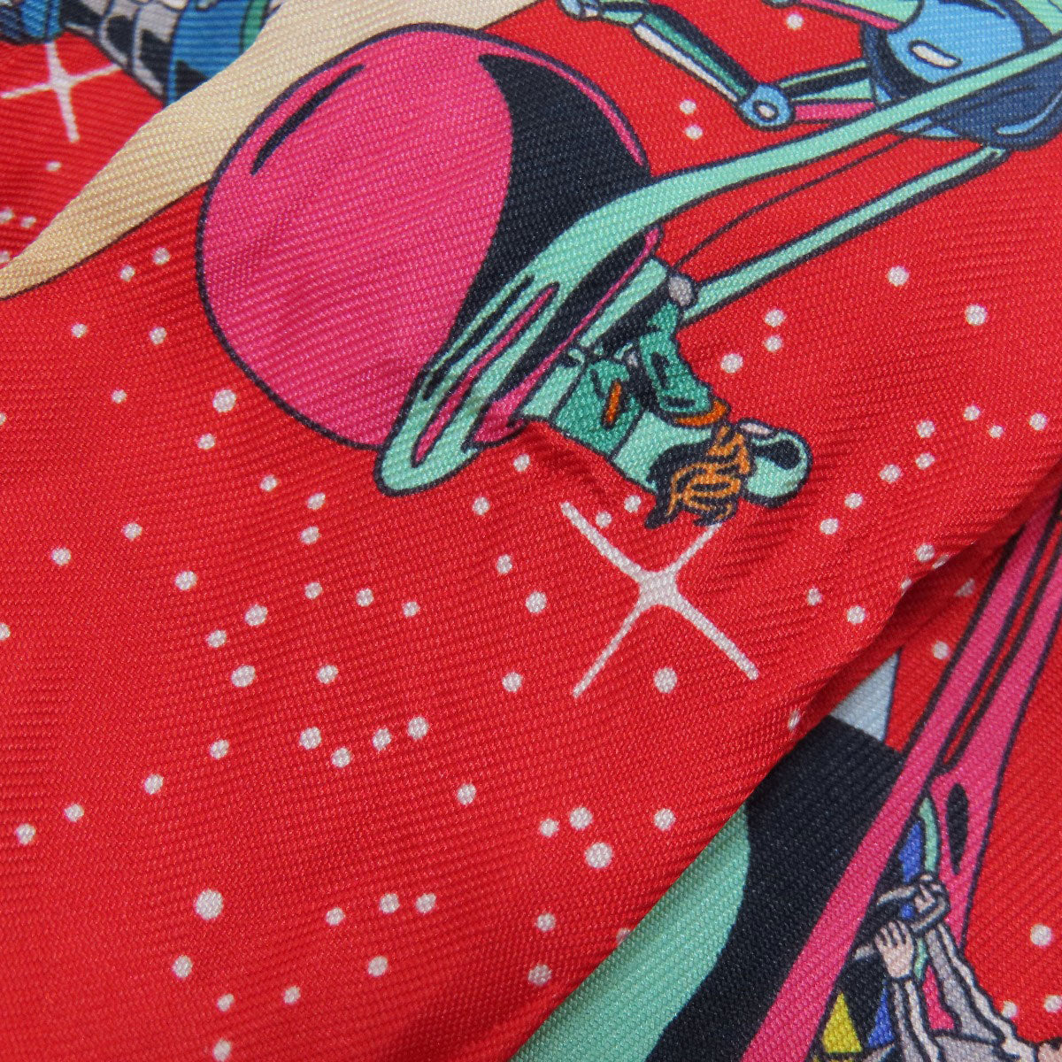 HERMES scarf silk Red Twilly Women Used