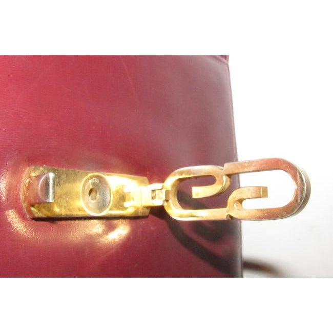Gucci Bordeaux Leather Padlock Shoulder Bag w GG Clasp