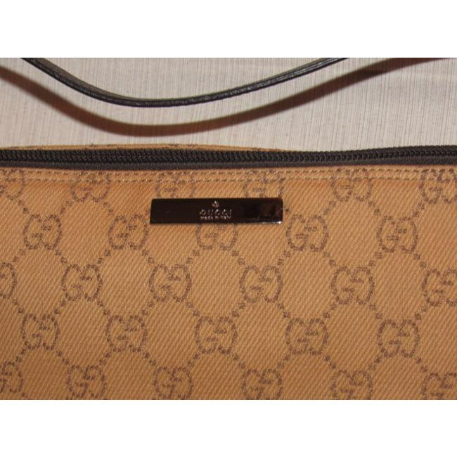 Gucci Vintage Rusty Orange Large G Logo Print Canvas Brown Leather And Hobo Bag