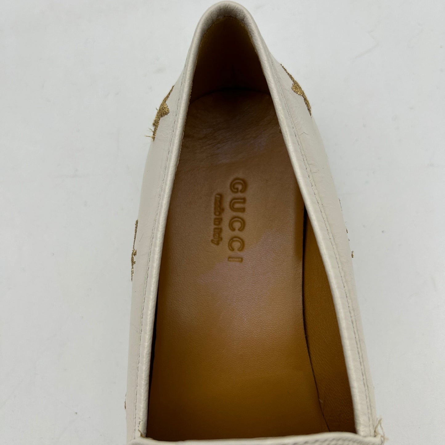 GUCCI - Jordaan Flat - Leather White for Women, US Women`s Size 4 24080802